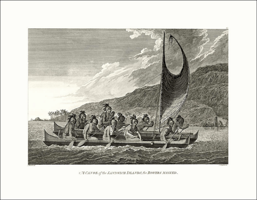 A Canoe of the Sandwich Islands, the Rowers Masked 1784 （CC09)